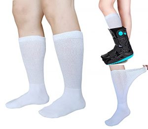 CIRZUEX Replacement Sock Liner for Walking Boot or Walker Brace Air Cam Walkers and Fracture Boot Orthopedics Socks Medical Mid Calves Sock 2 PairsWhite, one size