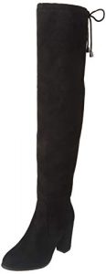 DREAM PAIRS Women's Highleg Thigh High Over The Knee Fashion Boots Block Mid Heel Long Sexy Faux Fur Boots Size 8.5, Black