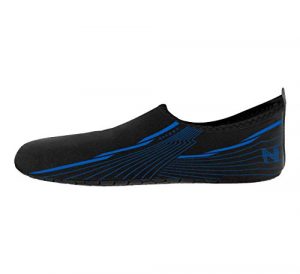 Nufoot Futsole Sport Women's Soft-Sided Shoes for Indoors/Outdoors, Foldable & Flexible Footwear for Sport, Exercise, Yoga or Travel, Dance Shoes, Black/Neon Blue, Large