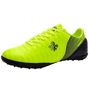 Kid's Turf Soccer Shoe TF Indoor Professional Athletic Training Football Shoes for Boys Lemon Yellow 1 US