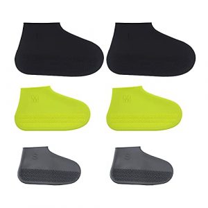 3 Pairs Waterproof Silicone Rain Shoe Covers,6PCS Impermeables Silicone Rubber Boot Covers,Non-Slip,Water Resistant,Reusable,Stretchable,Foldable,for Kids,Men,Women Cycling,Outdoor Protection（S,M,L）