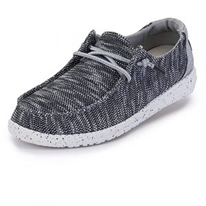Hey Dude Women's Wendy Sox Dark Grey Size 9 | Women’s Shoes | Women’s Lace Up Loafers | Comfortable & Light-Weight