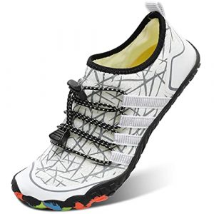 L-RUN Mens Trail Running Shoes Quick Dry Hiking Shoes White M US (Women 11, Men 9)=EU42