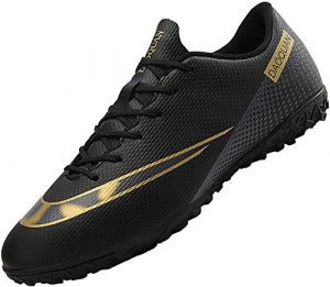 CJB Men's Soccer Shoes for Football TF Athletic Professional Competition Training Black, 9.5
