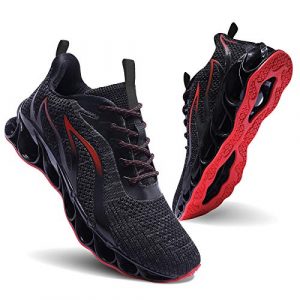 Men Athletic Shoes Black Red Mesh Blade Jogging Fashion Running Walking Sneakers 8